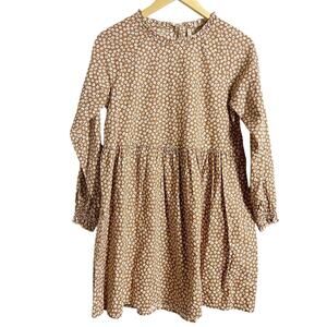 Rylee + Cru Janie Ditsy Floral Print Brown Long Sleeve Dress Size Small
